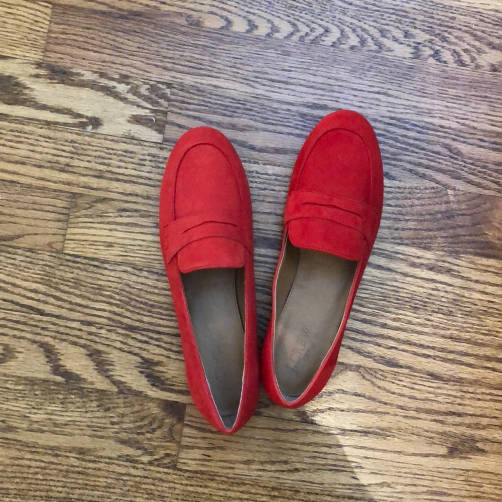 J. crew red suede flats